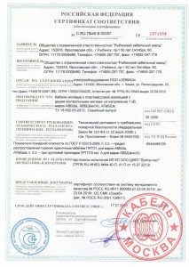 Сертификат соответствия на кабель авббшв 4х150